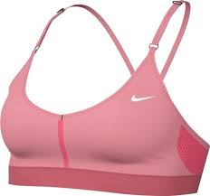 Nike Dam Sport-BH W Nk Df Indy V-hals - Korall Chalk/Hot Punch