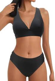 V-halsad Högmidjad Bikini med Snörning