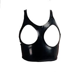Sexig Latex Bustier med Öppna Koppar