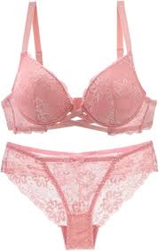 Sexig Blommig Spets BH Set för Kvinnor - Beige/Svart/Blå/Rosa/Röd/Vit